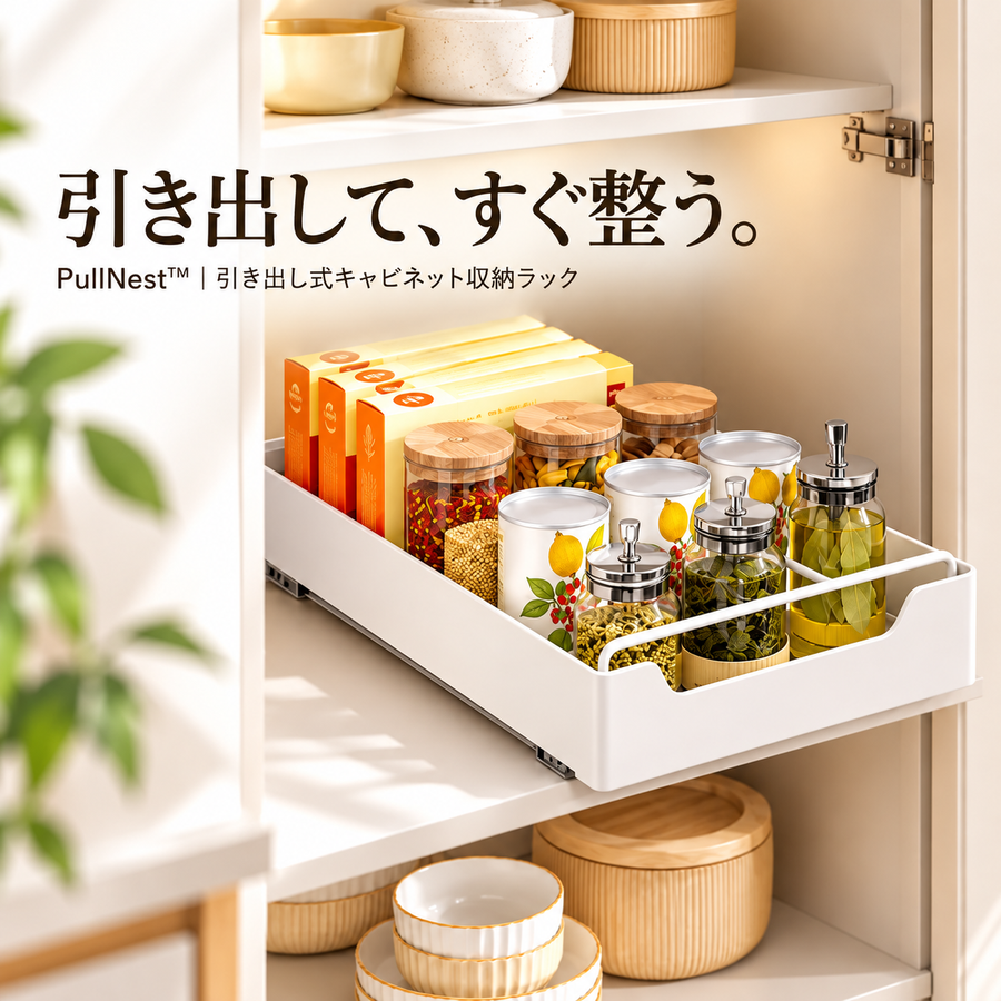 キャビネットの奥行きを、有効活用。