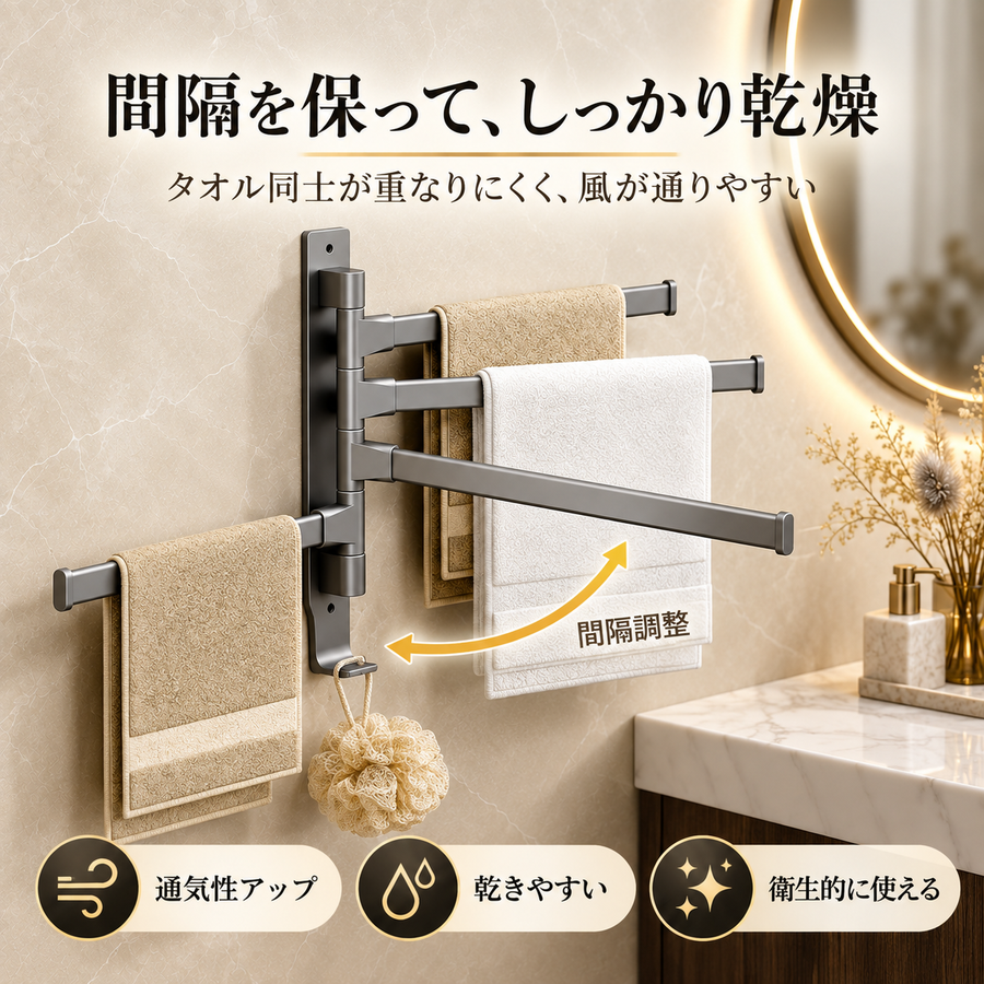 間隔を保って、乾かしやすい。